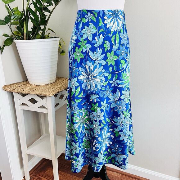 Dresses & Skirts - NWT J. Crew Blue Floral Long Maxi Skirt Stretchy Waist Flowy Comfy - Size Large